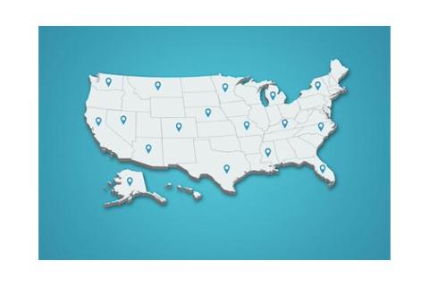 us map with locations marked