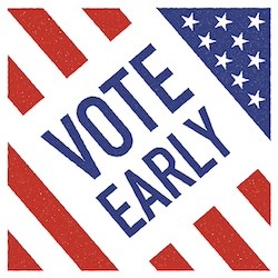 vote early with US flag design background