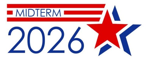 midterm 2026 on red white blue star and stripes