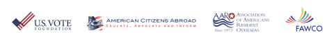 USVote, ACA, AARO and FAWCO logos together
