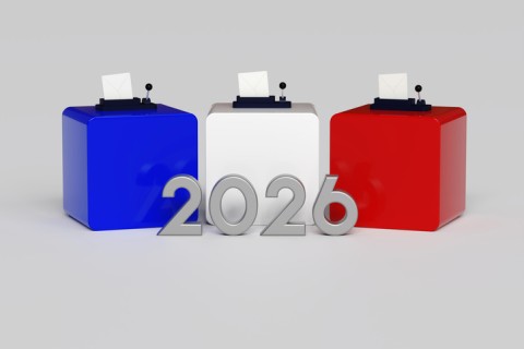 row of 3 podiums red white blue 2026