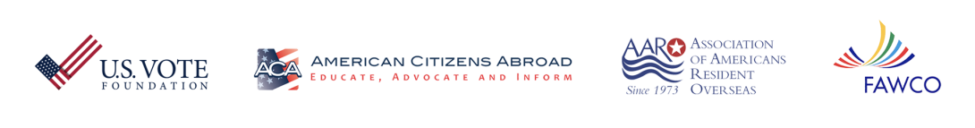 USVote, ACA, AARO and FAWCO logos together